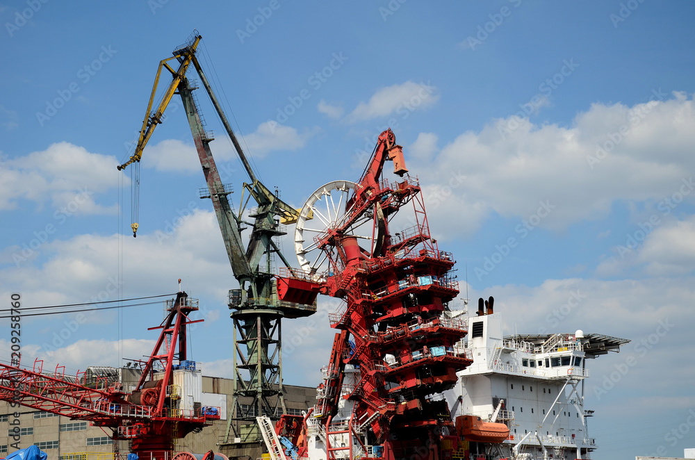 Port machines in Gdansk, Baltic Sea, Poland