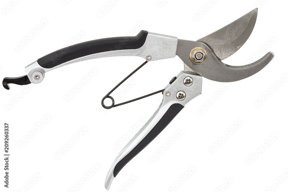 Professional garden secateur, pruner, scissors, isolated on white background Professional garden secateur, pruner, scissors, isolated on white background
