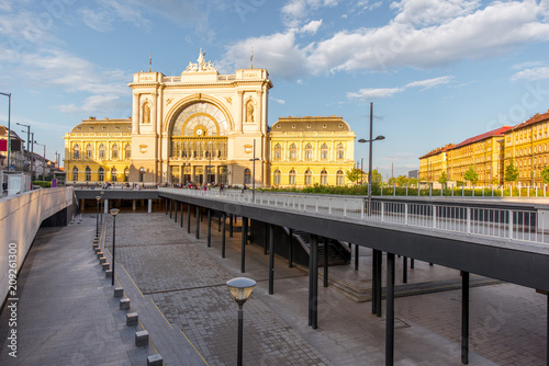 Photography Eastern railway station with underground space during the sunset in Budapest cit