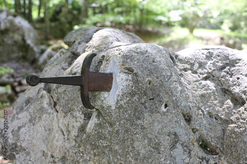 Excalibur sword in the stone photo