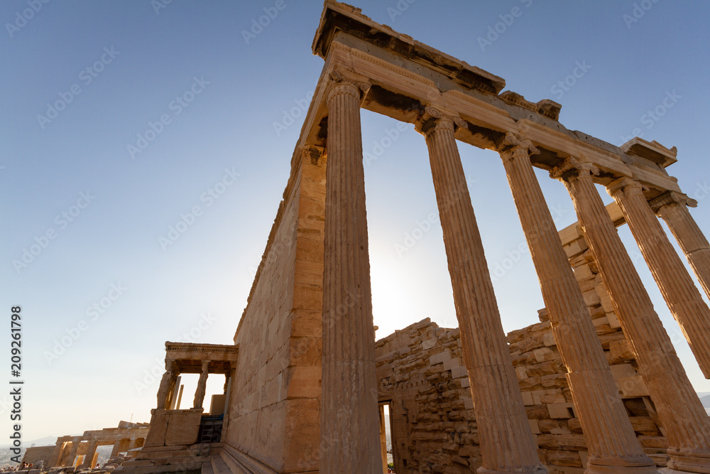 Columns of a temple on the Acropolis of Athens, Greece