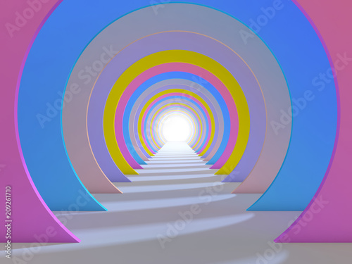 Fototapeta Naklejka Na Ścianę i Meble -  Abstract background colorful tunnel interior. 3d