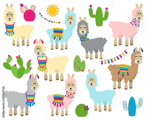 Cute Vector Collection of Llamas, Vicunas and Alpacas