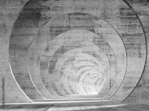 Naklejka bezklejowa Abstrakta pusty betonowy tunelowy wnętrze z perspektywą