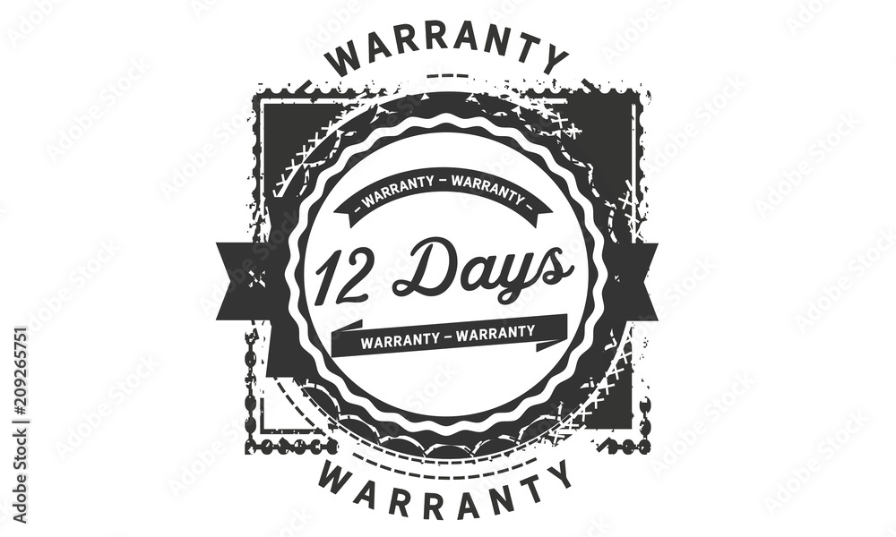 12 days black warranty icon stamp