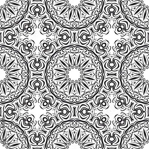 Floral Geometric Pattern with hand-drawing Mandala. Vector illustration. For fabric  textile  bandana  scarg  print.