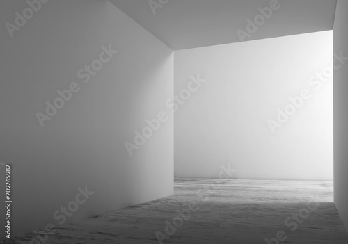 Abstract empty white interior background, corridor