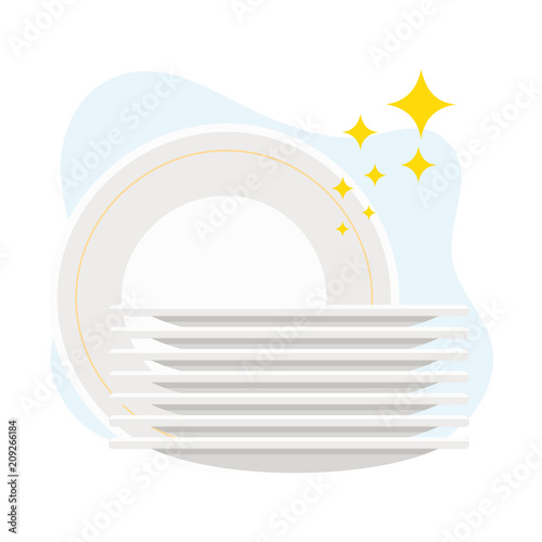 plates and sparkle isolated on white background. Vector illustration, cartoon style