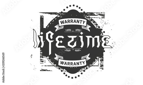 lifetime black warranty icon stamp