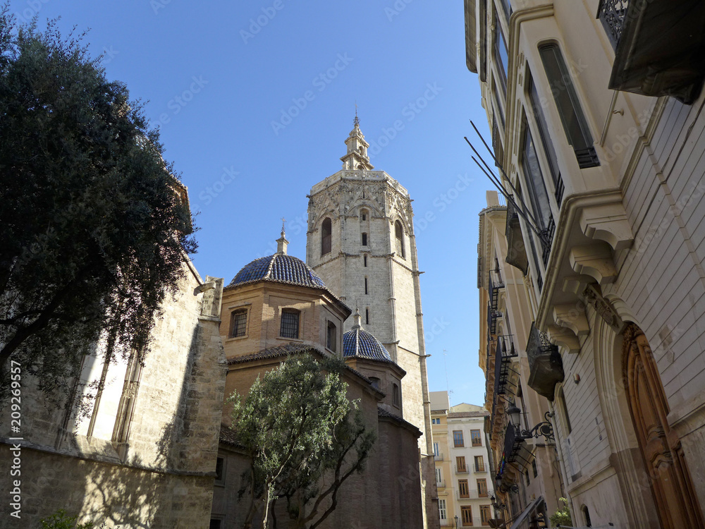 Bell Tower of Valencia Cathedral as seen from Carrer del Micalet