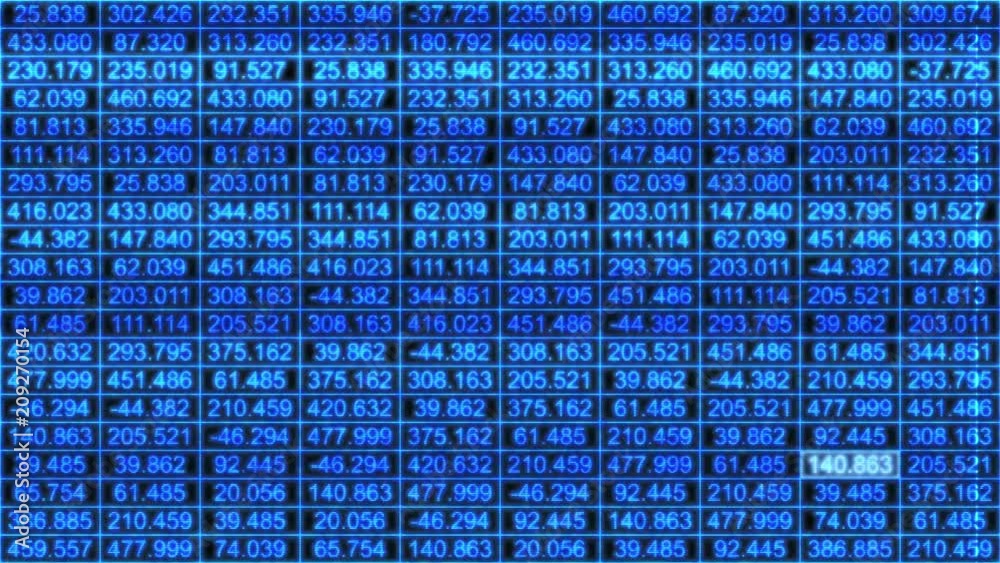 A data grid of streaming numbers (Loop).