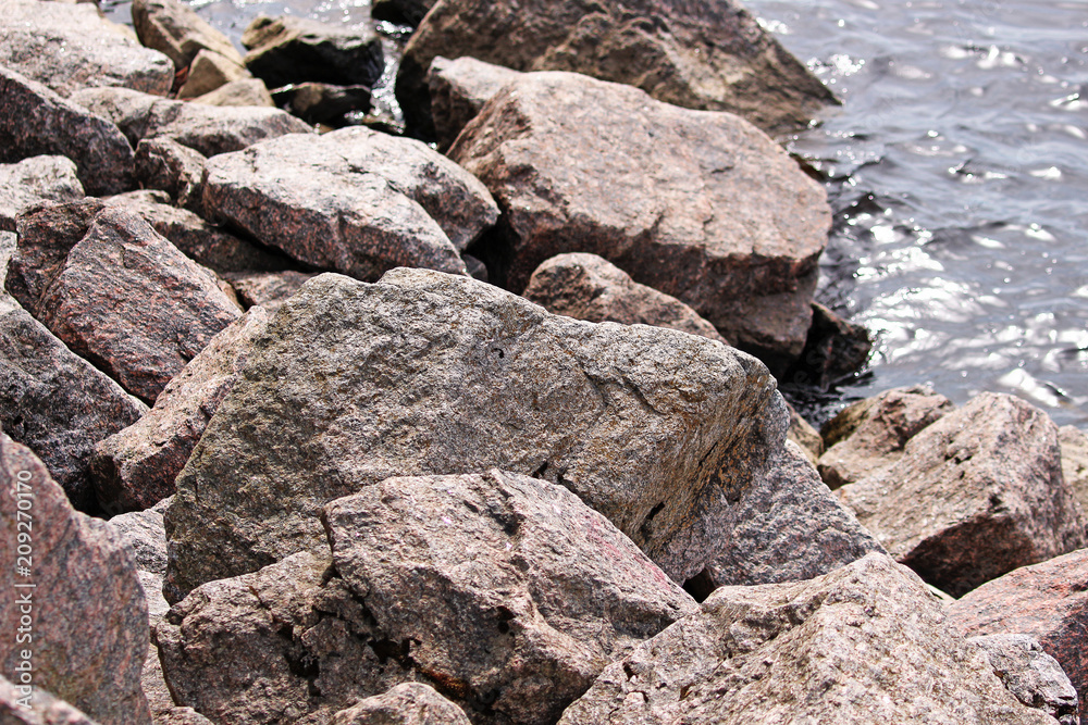 granite stones on the ocean shore