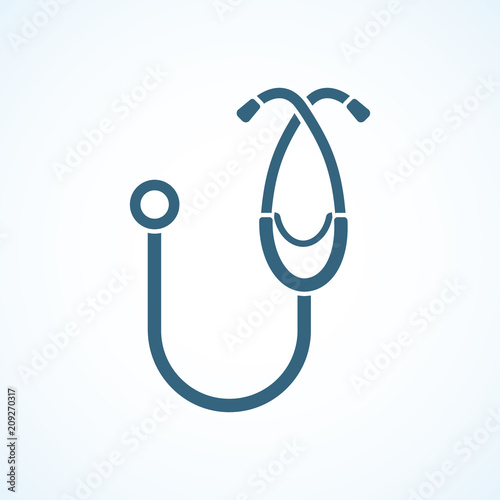 Stethoscope icon. Medical diagnostic equipment, tool doctor, healthcare. Flat design style. Illustration. Stethoscope isolated on white background. Pictogram stethoscope. 