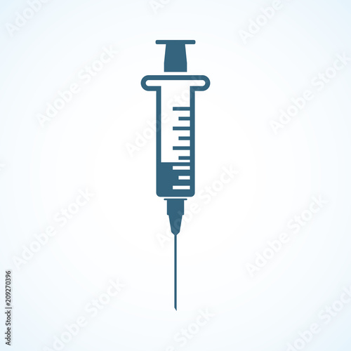 Syringe icon. Vaccine, vaccination, injection, shot, flu. Disposable syringe isolated Syringe on white background Medical equipment 