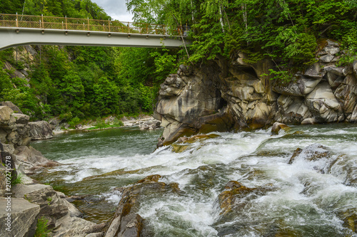 Probiy waterfall on the Prut River, in Yaremche, Carpathians, Ukraine photo