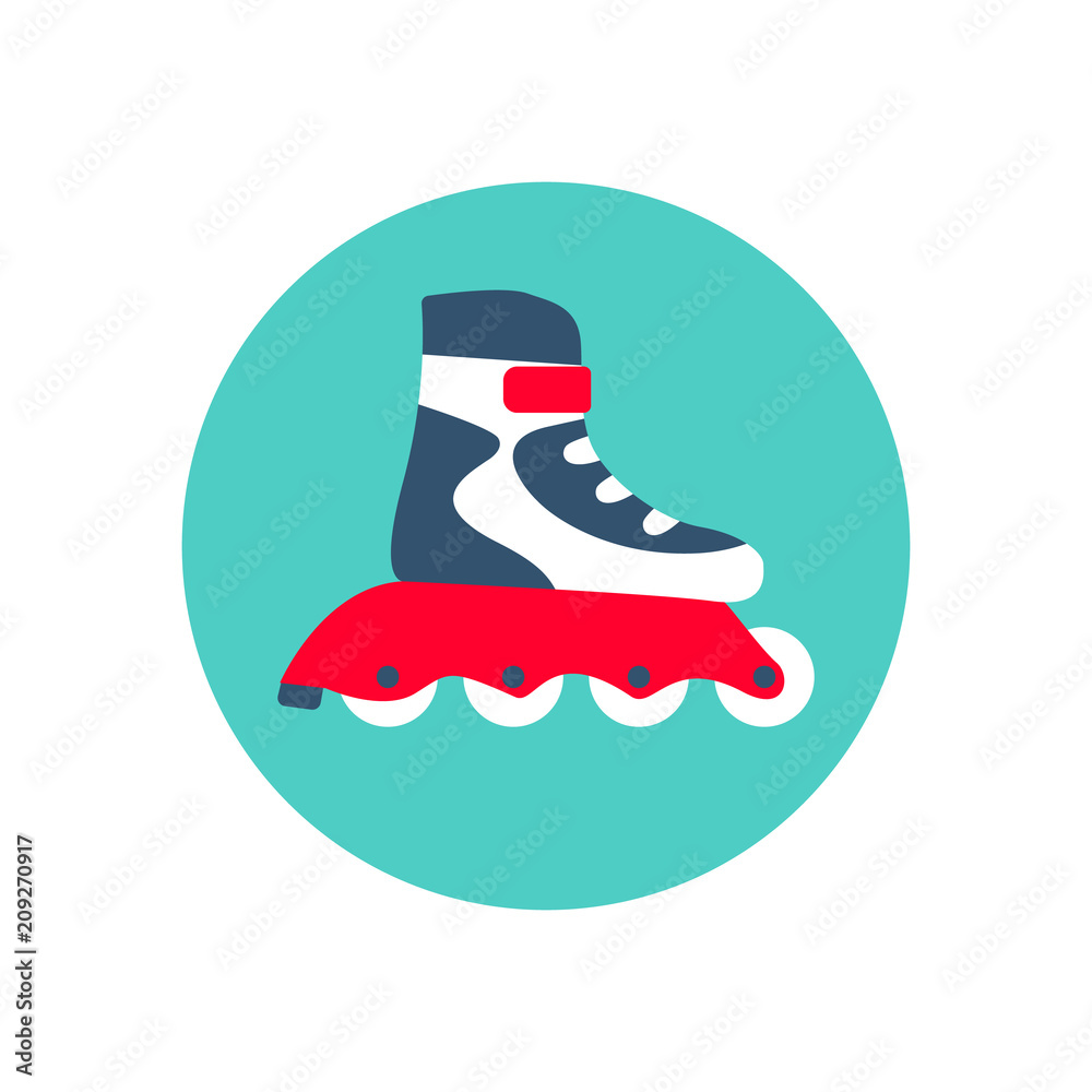 Roller skate icon. Sports equipment. Vector illustration flat design. Isolated on white background. Roller skate icon. Sports equipment. Vector illustration flat design. Isolated on white background.
