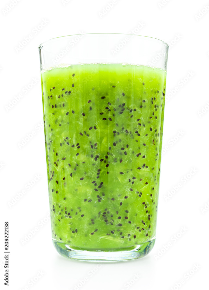 Fresh kiwi juice isolated on white background