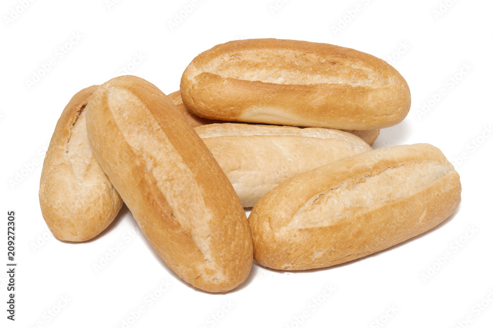 Traditional baguette on white background Traditional baguette on white background
