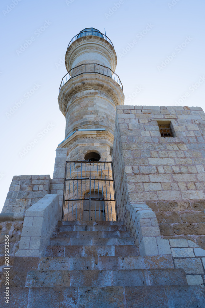 Lighthouse in the port of Chania in Crete