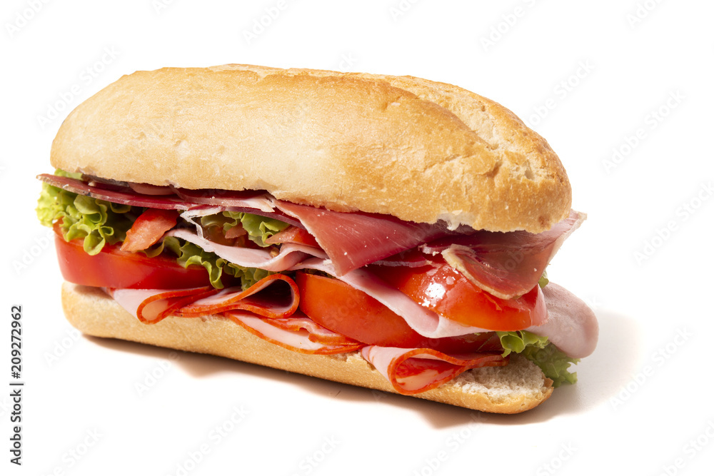 sandwich with paio sausage and ham