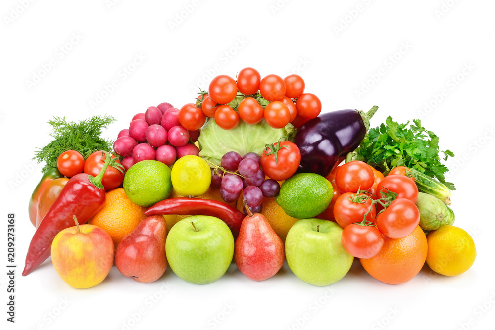 Fruits and vegetables isolated on a white background. Fruits and vegetables isolated on a white background.