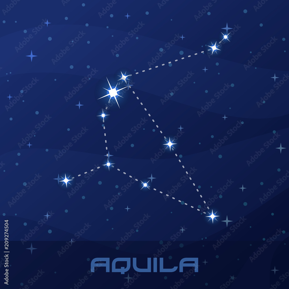 Constellation Aquila, Eagle, night star sky Constellation Aquila, Eagle, night star sky