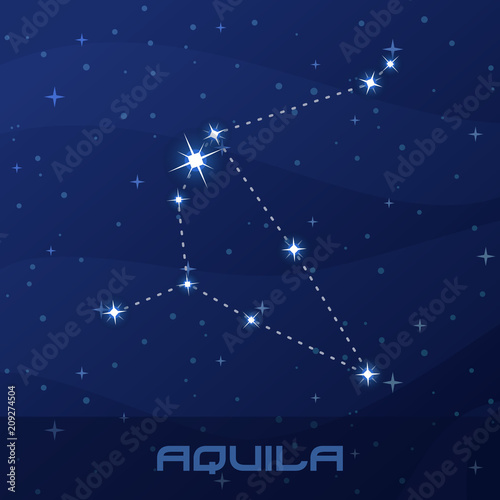 Constellation Aquila, Eagle, night star sky