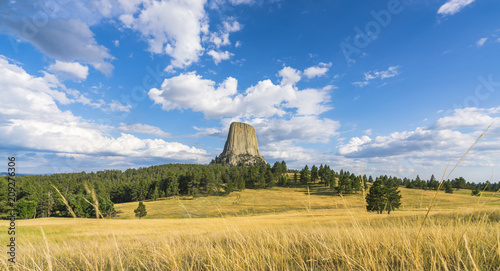 Devils Tower National Monumenton sunny day ,wyoming,usa. photo