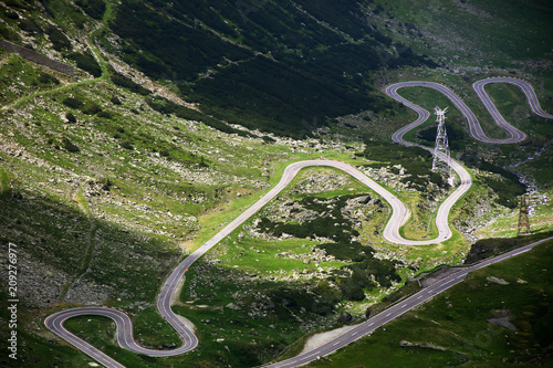 Transfagarasan pass in summer. Crossing Carpathian mountains in Romania, one of the most spectacular mountain roads in the world