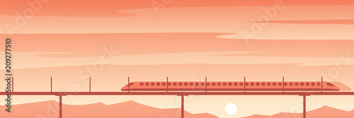 High Speed Train Travel Scene