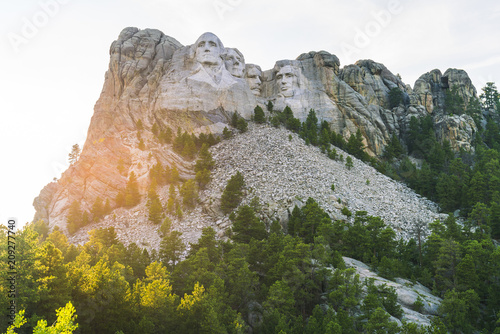 mount Rushmore natonal memorial  at sunset. photo