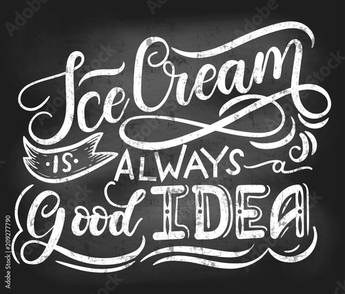 Plakat Tablica do lodów z napisem "lody to zawsze dobry pomysł". Projekt retro lato dla kawiarni, restauracji, fast-food,