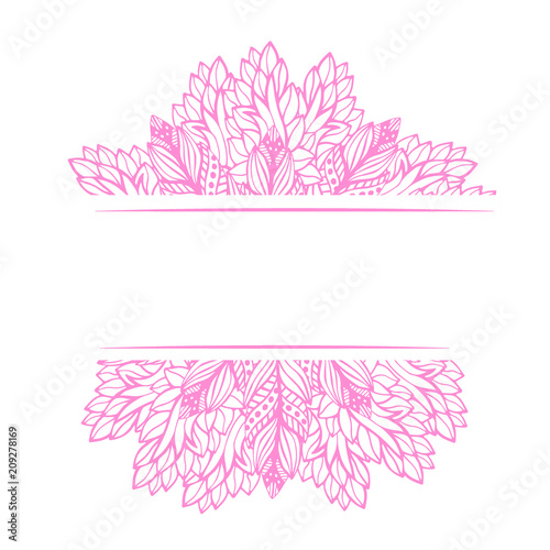 Flower abstract ornamental frame. Vector design decoration. Printable art print. Lace Banner.