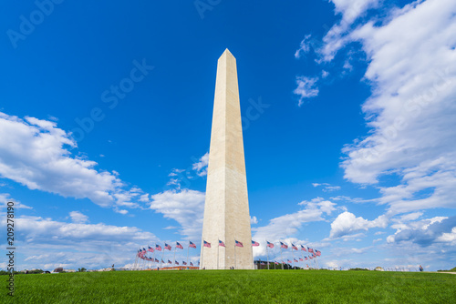 washington dc,Washington monument on sunny day with blue sky background.