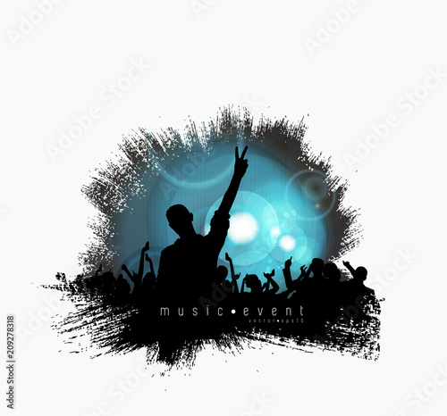 Crowd with raised hands at concert. Music festival