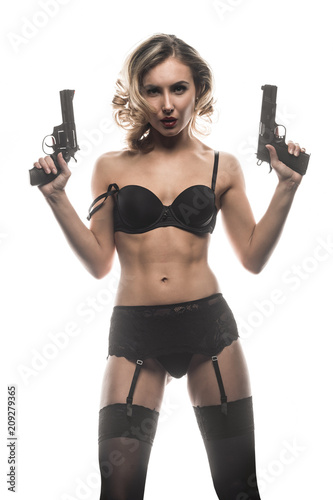 Sexy gangster girl with handgun