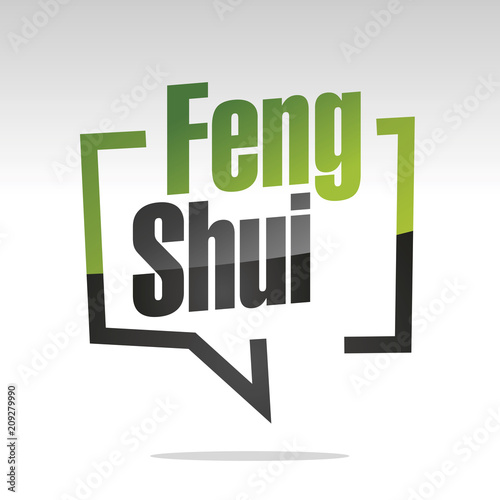 Feng Shui in brackets green white black isolated sticker icon