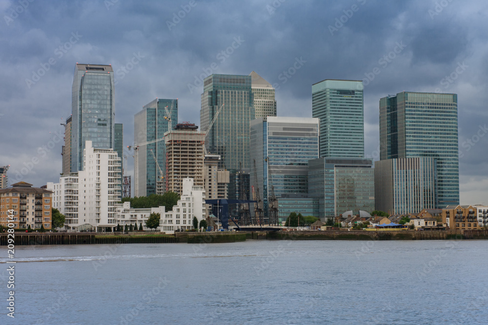 Office buildings in Canary Wharf in London Office buildings in Canary Wharf in London
