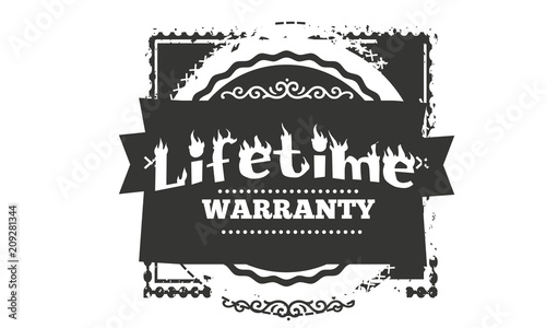 lifetime black warranty icon stamp