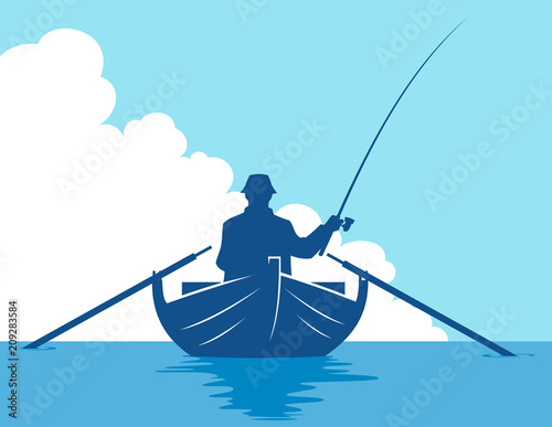 Fisherman in boat in water