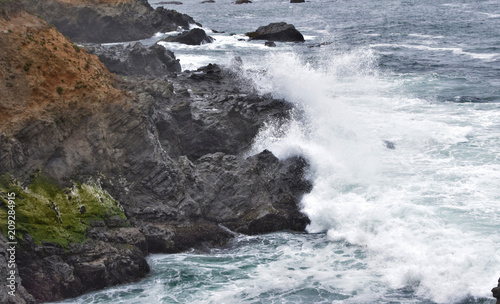 Waves and high surf on the Pacific Coast of California