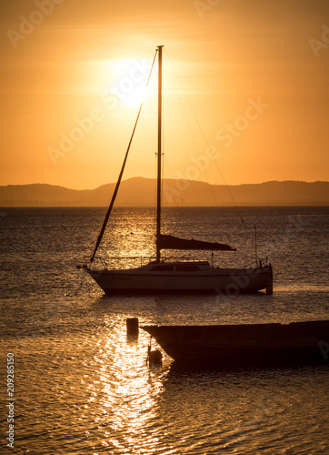 Boats and sunset in Itaparica Bahia Brazil