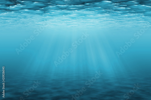 Underwater background with sun ray
