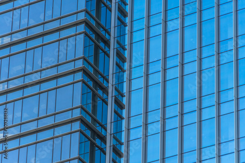 Close-Up of Modern Office Buildings in city of China.