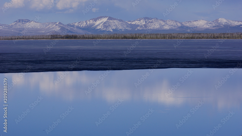 Reflections on ice - Yellowstone Lake
