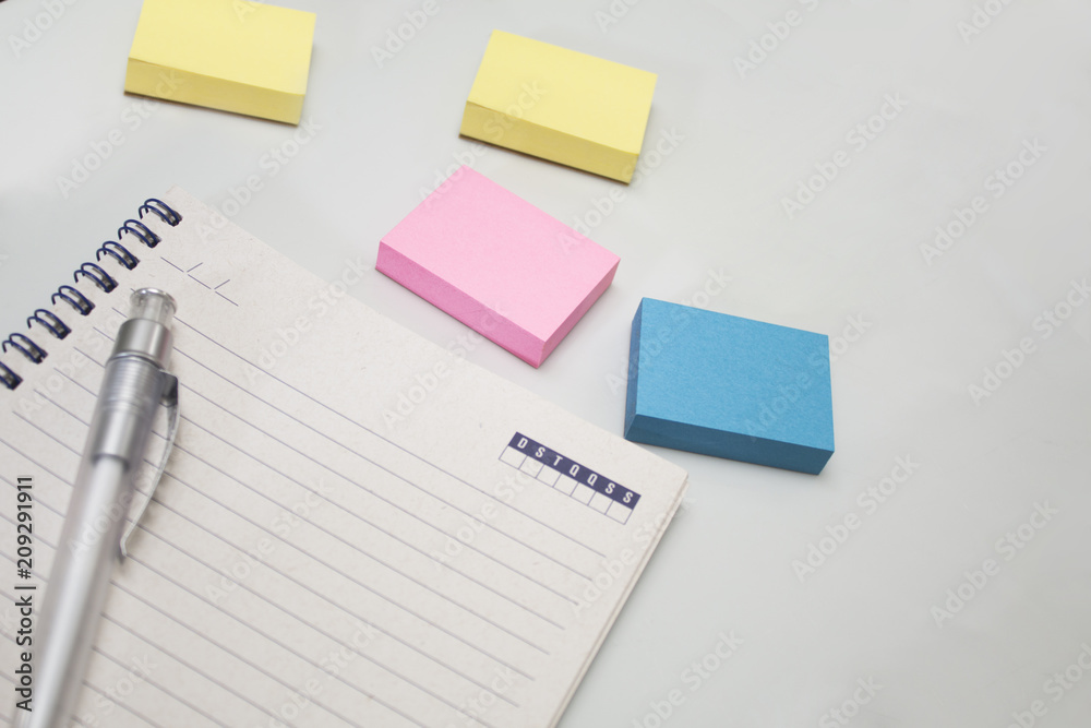 Notebook and colored notepads Notebook and colored notepads