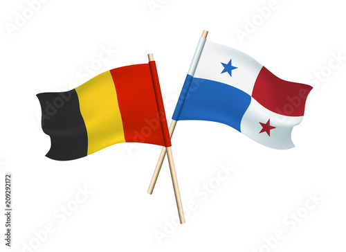 Belgium and Panama flags on white