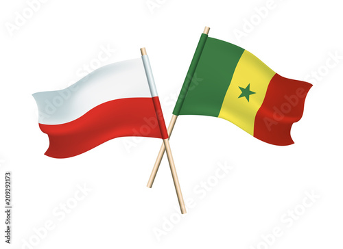 Poland and Senegal flags on white