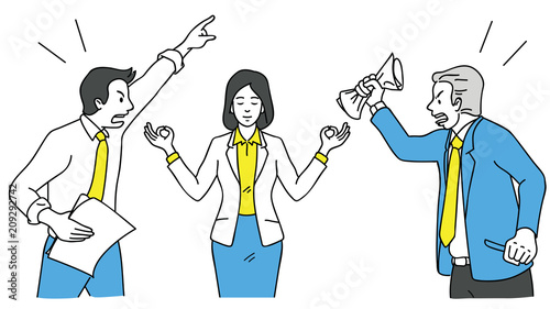 Business woman making meditation