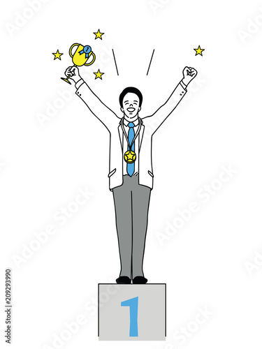 Winer businessman standing